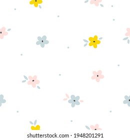 Spring floral background. Abstract seamless pattern with wild flowers