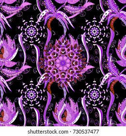 Spring floral background with black, violet and white flowers. The elegant the template for fashion prints. Vector cute pattern in small flower. Small colorful flowers. Motley illustration.