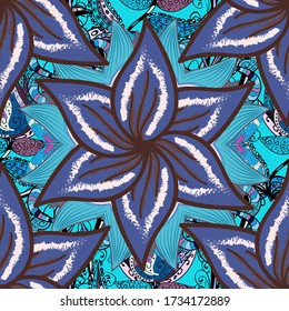 Spring floral background with blue, brown and violet flowers. The elegant the template for fashion prints. Small colorful flowers. Vector cute pattern in small flower. Motley illustration.