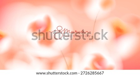Spring floral background. Blurred gradient ethereal white flowers. Pink, red macro buds. Spring blooming field with tulips.