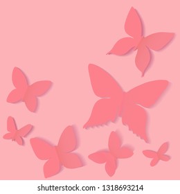 Spring floral background for design in realistic paper cut style