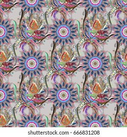 Spring floral background with flowers. The elegant the template for fashion prints. Vector cute pattern in small flower. Small colorful flowers. Motley illustration.