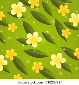 Spring floral background with flowers,leaf and sparkles.Vector illustration.Eps 10