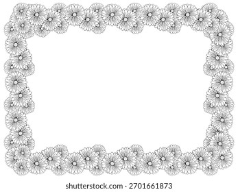 Spring floral background, frame of flowers. Hand drawing doodles of vector botanical elements. Space for text. Decorative Elements for Decoration. 