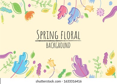 Spring floral background hand draw style vector