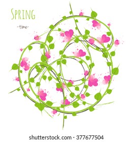  Spring floral background in vector. Colorful spring illustration