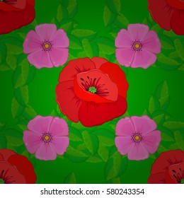 Spring floral background. Vector cute pattern in small flower. Motley illustration. Small colorful flowers on a green bbackground. The elegant the template for fashion prints.