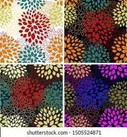 Spring floral background. Vector design illustration. Abstract flowers seamless pattern on colorful background. Vintage vector set. Spring blossom. Decorative floral pattern