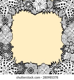 Spring floral background in vector made of cute cartoon flowers