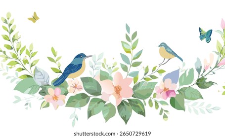 spring floral background.invitation, wedding, bouquet, illustration, decoration, design, flower, leaf, garden, border, clip art, elegance, elegant, graphic, greenery, horizontal, luxury, no people, 