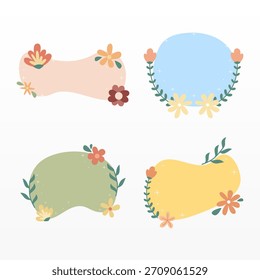 Conjunto de insignias florales de primavera con Formas de color suave. Colección de etiqueta de primavera