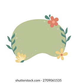 Spring Floral Badge Set with Soft Color Shapes. Spring Label Collection