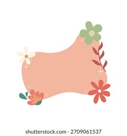 Spring Floral Badge Set with Soft Color Shapes. Spring Label Collection