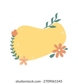 Spring Floral Badge Set with Soft Color Shapes. Spring Label Collection