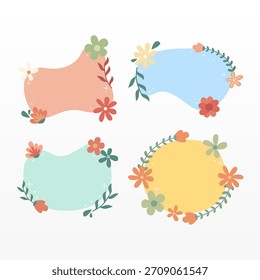 Conjunto de insignias florales de primavera con Formas de color suave. Colección de etiqueta de primavera