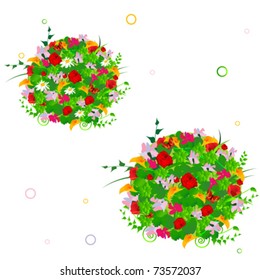 spring floral balls on white background