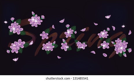 Spring floral banner, vector illustration