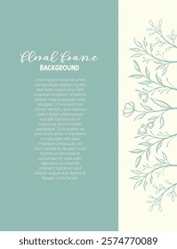 Spring floral border frame template with decorated floral frame corner for card or poster.