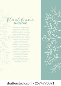 Spring floral border frame template with decorated floral frame corner for card or poster.
