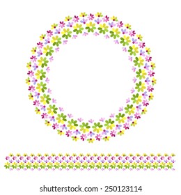 spring floral circle ornament and border