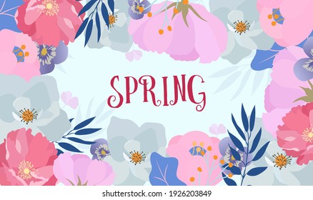 Spring Floral Colourful Background Flat Design Vector Illustration