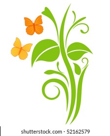 Spring floral composition with butterflies, vector illustration for Your design
