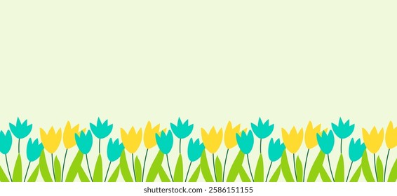 Spring Floral Design Horizontal. Vector illustration.