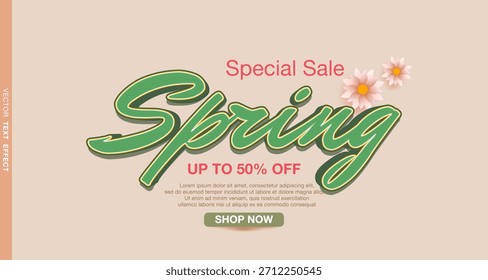Plantilla social del poste del diseño floral de la primavera con efecto editable del texto