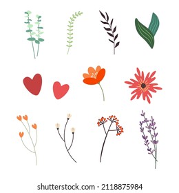 Spring floral flat vetor clip art set