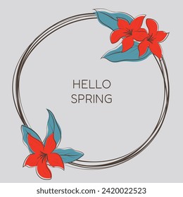 spring floral frame design with red flowers