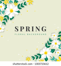 Spring floral frame design vector