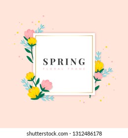 Spring floral frame design vector