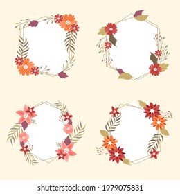 Marco floral de primavera. Plantilla de diseño de flores. Romántico cartel de celebración de boda. Borde botánico decorativo de planta. Decoración vegetal. Elegante corona floral de verano. Ilustración vectorial.