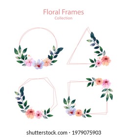 Marco floral de primavera. Plantilla de diseño de flores. Romántico cartel de celebración de boda. Borde botánico decorativo de planta. Decoración vegetal. Elegante corona floral de verano. Ilustración vectorial.