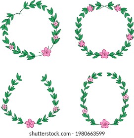 Marco floral de primavera. Plantilla de diseño de flores. Romántico cartel de celebración de boda. Borde botánico decorativo de planta. Decoración vegetal. Elegante corona floral de verano. Ilustración vectorial.