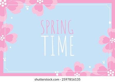 Spring floral frame with text. Spring time.