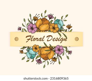 Spring floral frame vector design