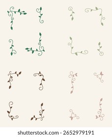 Spring Floral Frames cartoon spring-themed frames made with leaves and curls