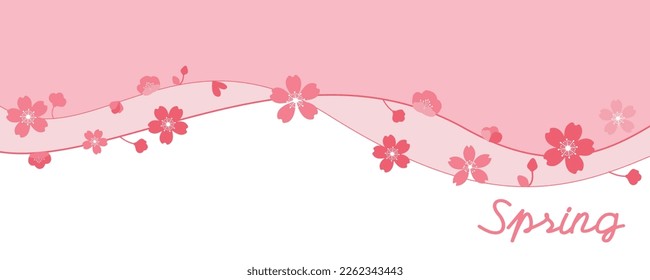 Spring floral graphic. Pink Cherry blossom background for seasonal event, banner, promotion and background design. Pink spring flower pattern. Vector illustration.