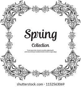 Spring with floral hand drawn frame vector illustration