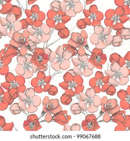 Spring floral hand drawn seamless ornament