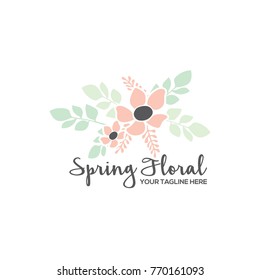 Spring Floral Logo Vector Design