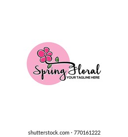 Spring Floral Logo Vector Design