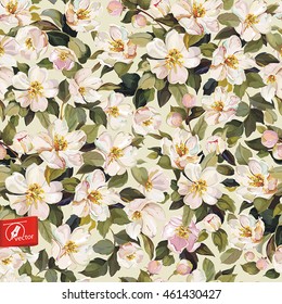 Spring floral pattern with blossom tree branches, eps8