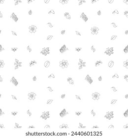 Spring floral pattern with butterflies, bees and ladybugs. Seamless flowers background