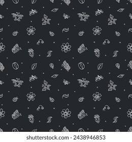 Spring floral pattern with flowers, butterflies, bees and ladybugs. Seamless flowers background