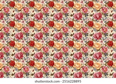 Spring floral pattern. The flowery design is seamless. Plant designs for fabrics, covers, manufactures, wallpapers, prints, gift wrap, and scrapbooking.Spring blossom pattern. The flowery design is se