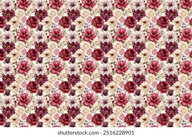 Spring floral pattern. The flowery design is seamless. Plant designs for fabrics, covers, manufactures, wallpapers, prints, gift wrap, and scrapbooking.Spring blossom pattern. The flowery design is se