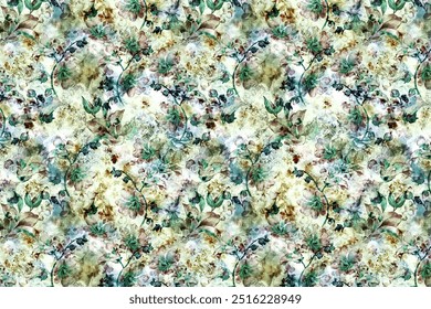 Spring floral pattern. The flowery design is seamless. Plant designs for fabrics, covers, manufactures, wallpapers, prints, gift wrap, and scrapbooking.Spring blossom pattern. The flowery design is se