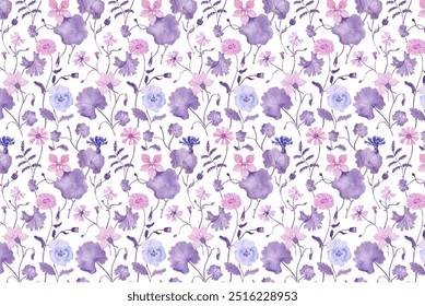 Spring floral pattern. The flowery design is seamless. Plant designs for fabrics, covers, manufactures, wallpapers, prints, gift wrap, and scrapbooking.Spring blossom pattern. The flowery design is se